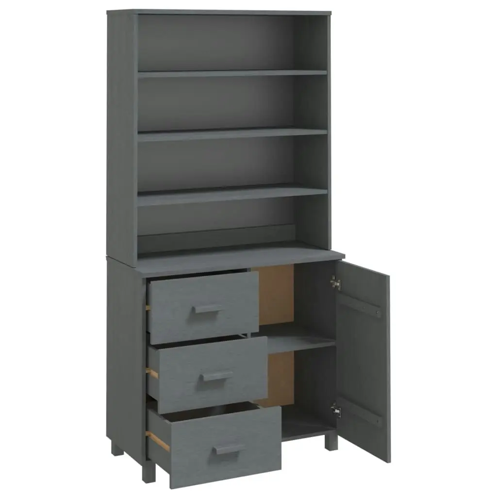 Highboard "HAMAR" Solid Wood Pine Dark Grey 3100924