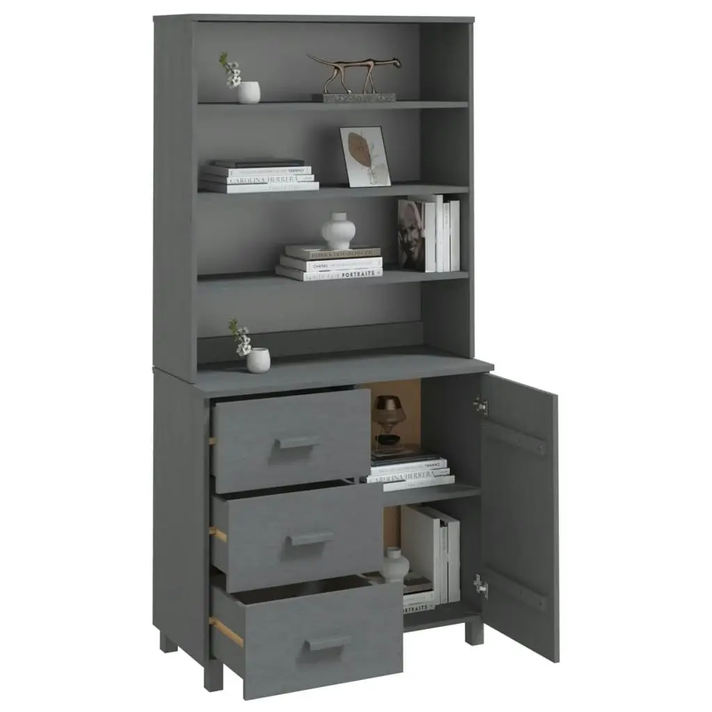 Highboard "HAMAR" Solid Wood Pine Dark Grey 3100924