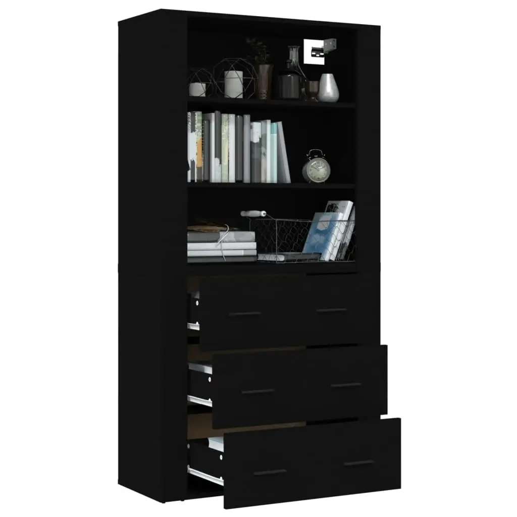 Highboard Black Engineered Wood 3185392