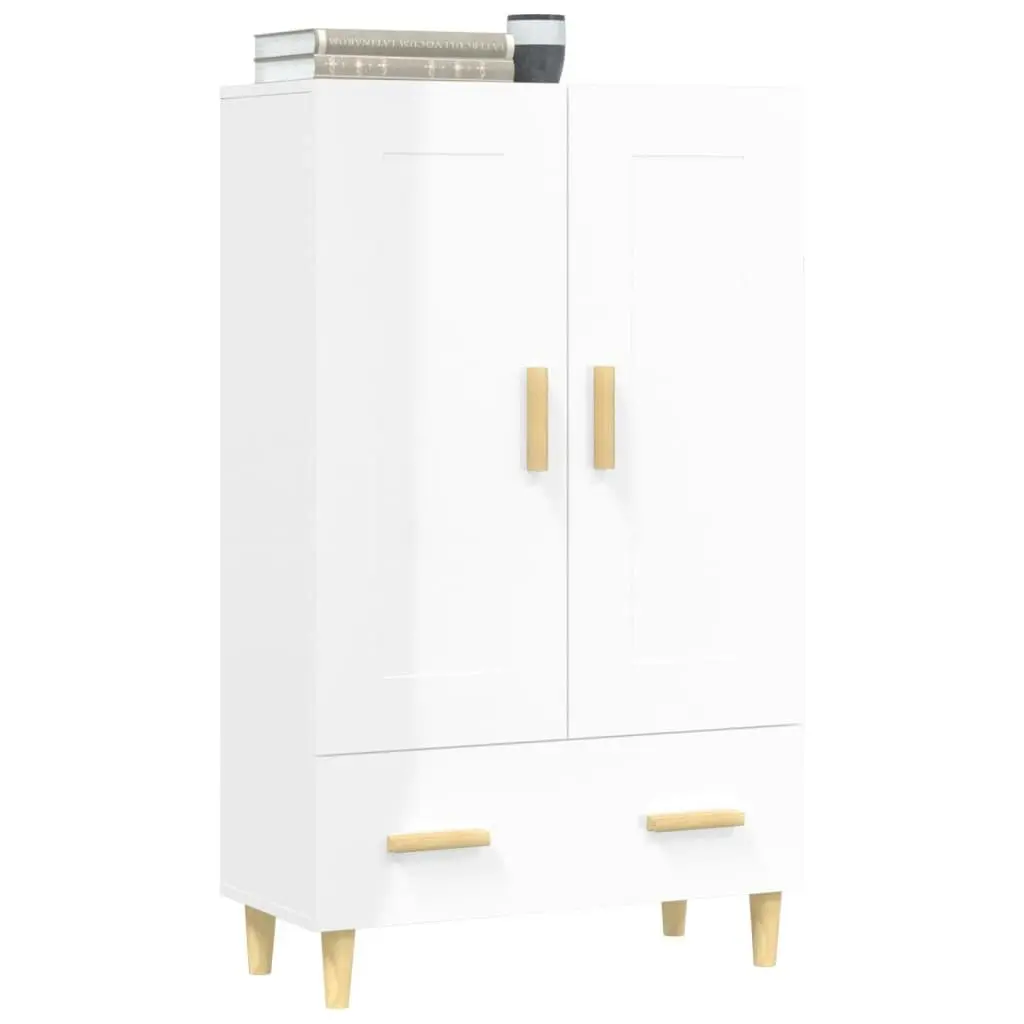 Highboard High Gloss White 70x31x115 cm Engineered Wood 812570