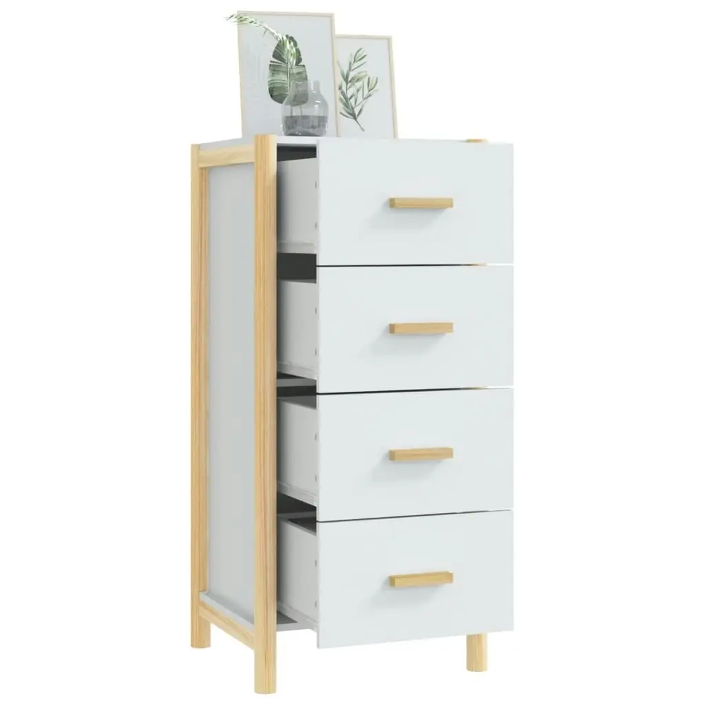 Highboard White 42x38x90 cm Engineered Wood 345681