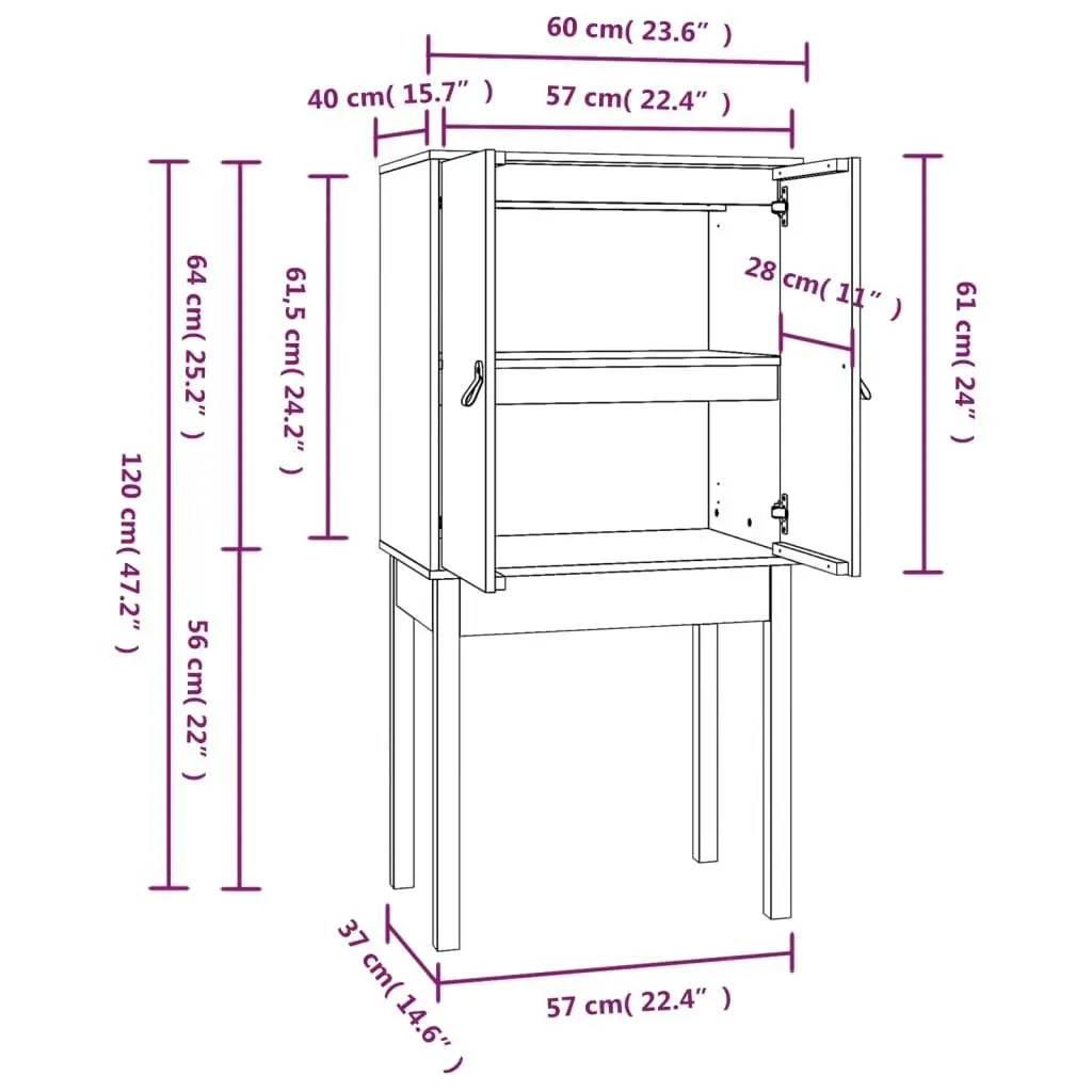 Highboard 60x40x120 cm Solid Wood Pine 821744