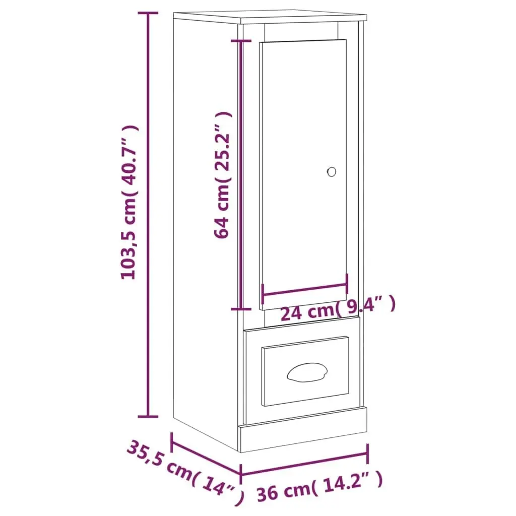 Highboard Brown Oak 36x35.5x103.5 cm Engineered Wood 816311