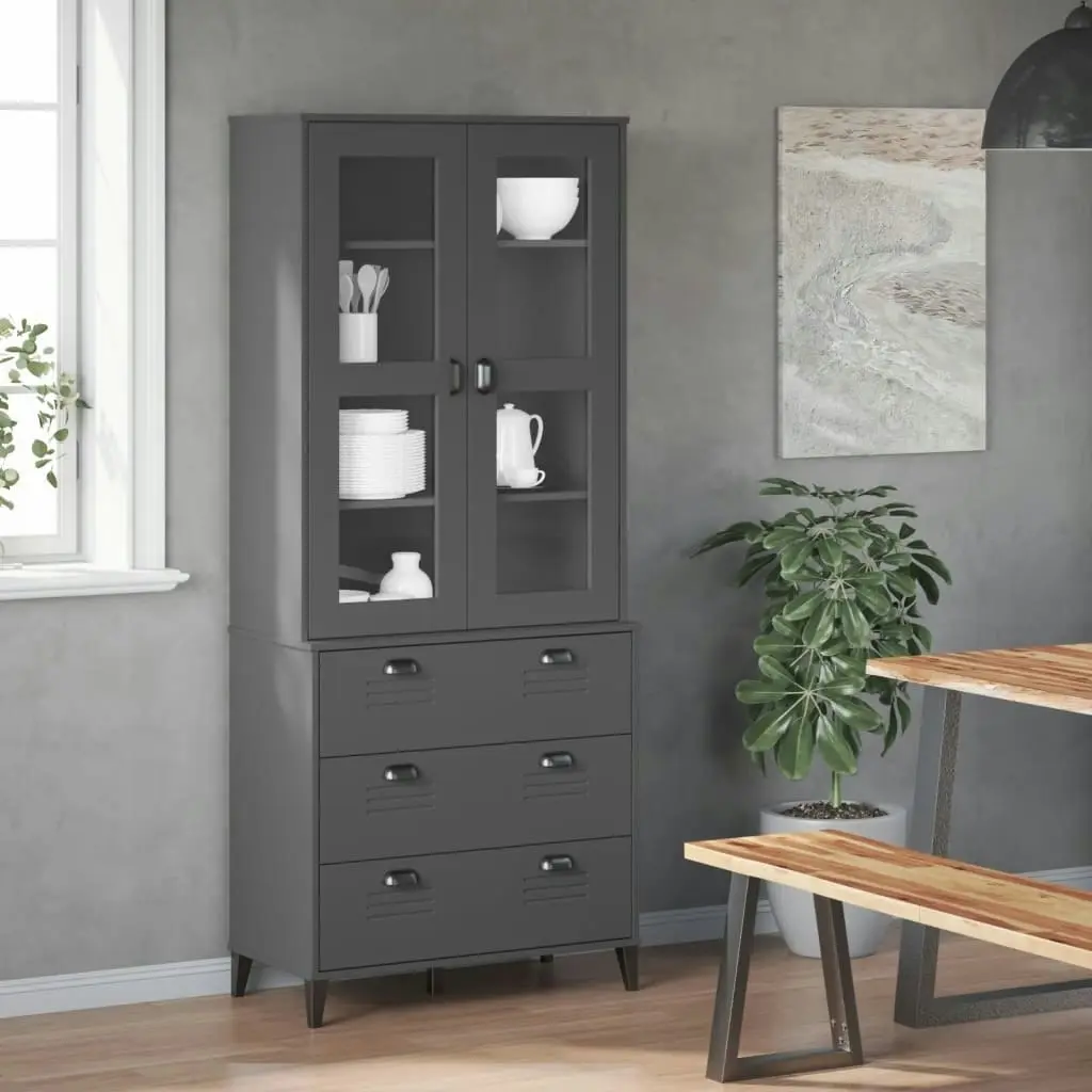 Highboard VIKEN Anthracite Grey 80x40x190 cm Solid Wood Pine 3207152