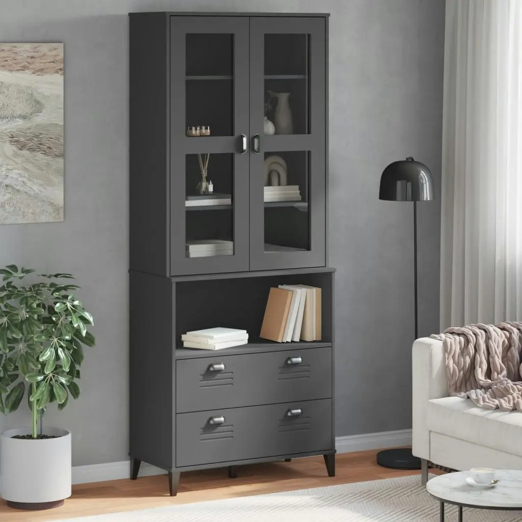 Highboard VIKEN Anthracite Grey 80x40x200 cm Solid Wood Pine 3207143