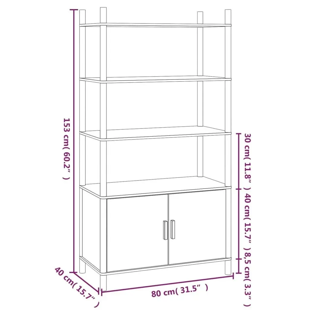 Highboard White 80x40x153 cm Engineered Wood 345702