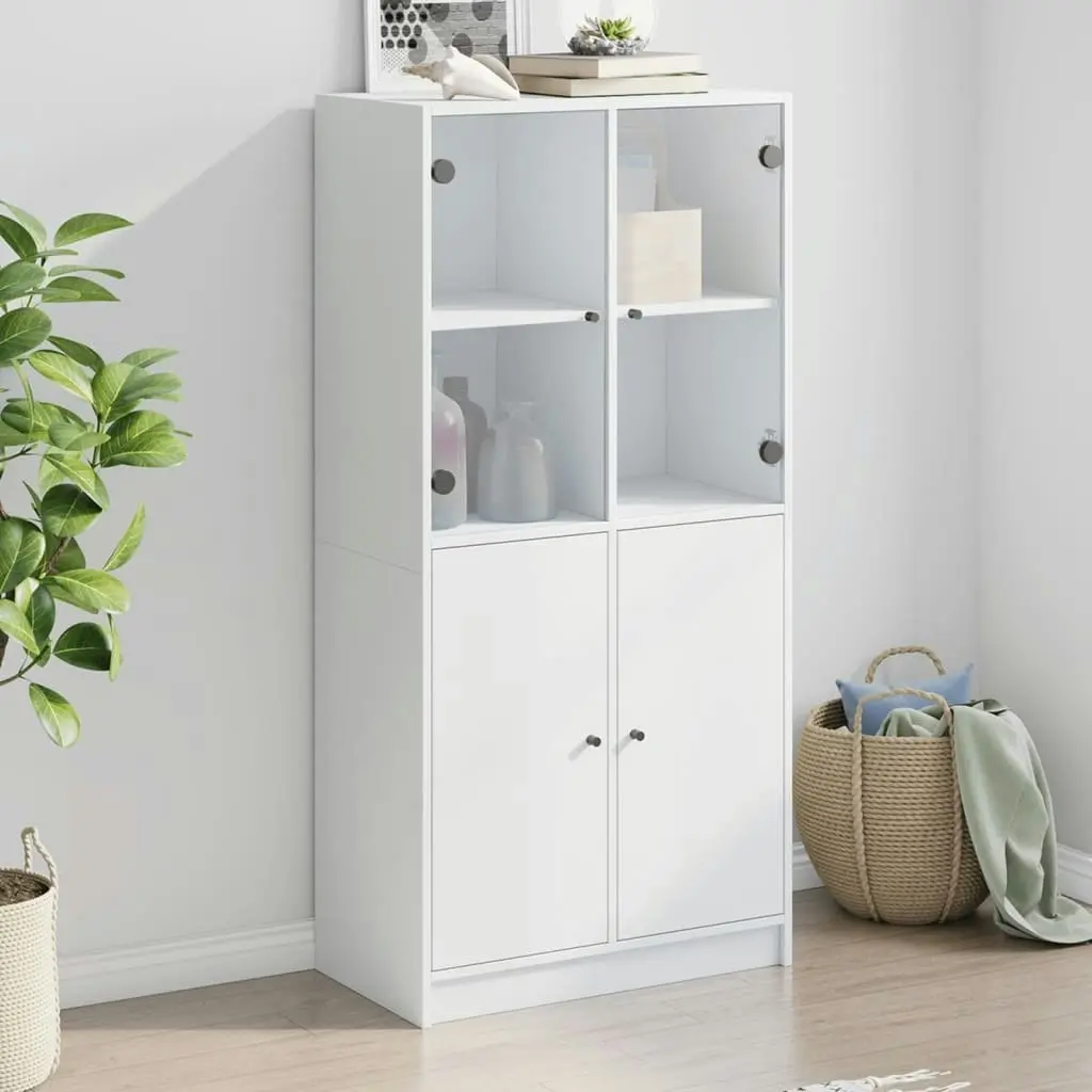 Highboard with Doors White 68x37x142 cm Engineered Wood 3295864