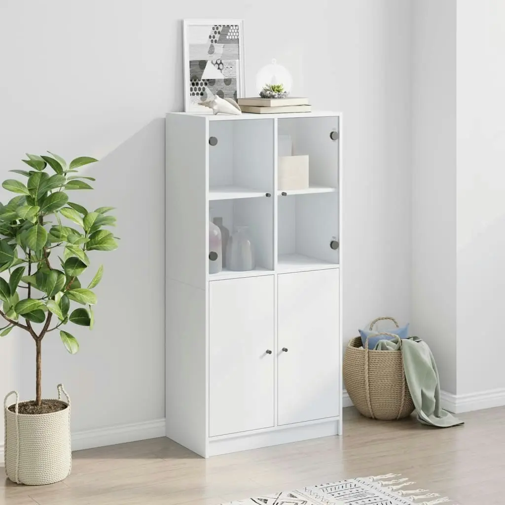 Highboard with Doors White 68x37x142 cm Engineered Wood 3295864