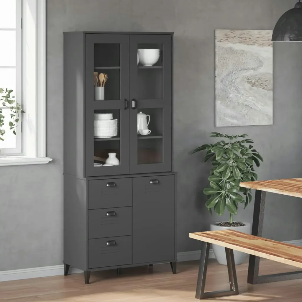 Highboard VIKEN Anthracite Grey 80x40x190 cm Solid Wood Pine 3207146