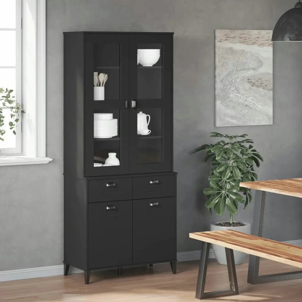 Highboard VIKEN Black 80x40x190 cm Solid Wood Pine 3207148