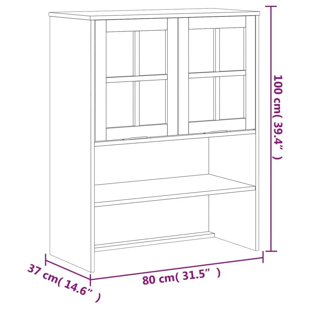 Highboard with Glass Doors FLAM 80x40x180 cm Solid Wood Pine 3196554