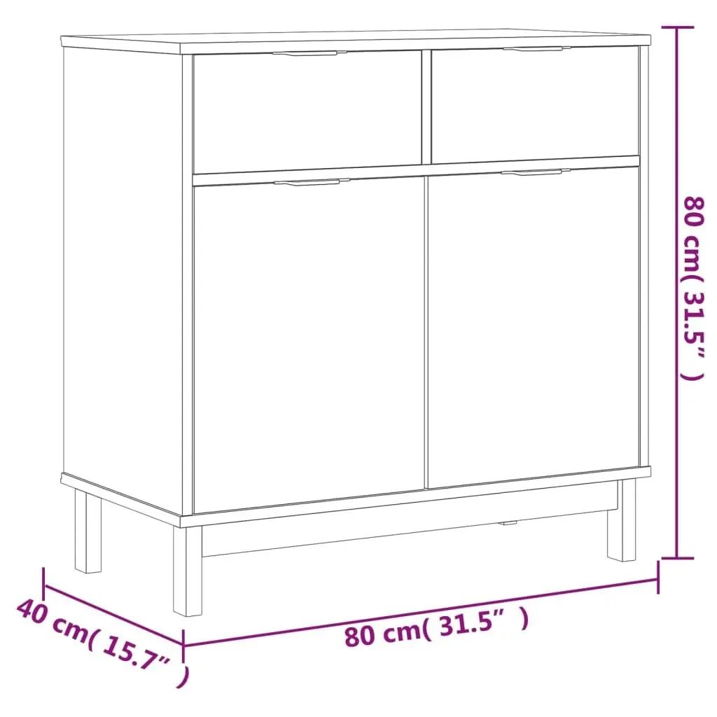 Highboard with Glass Doors FLAM 80x40x180 cm Solid Wood Pine 3196554