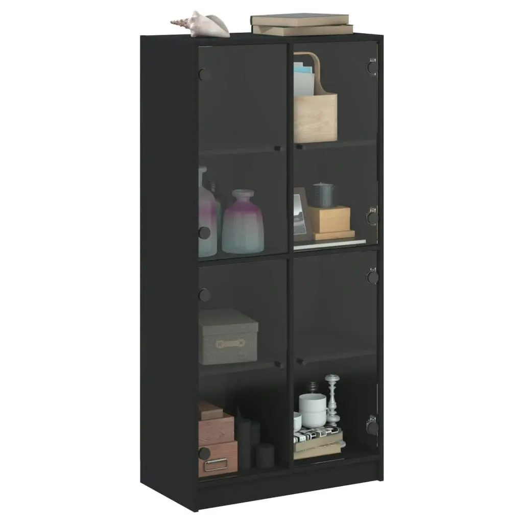 Highboard with Doors Black 68x37x142 cm Engineered Wood 3295858