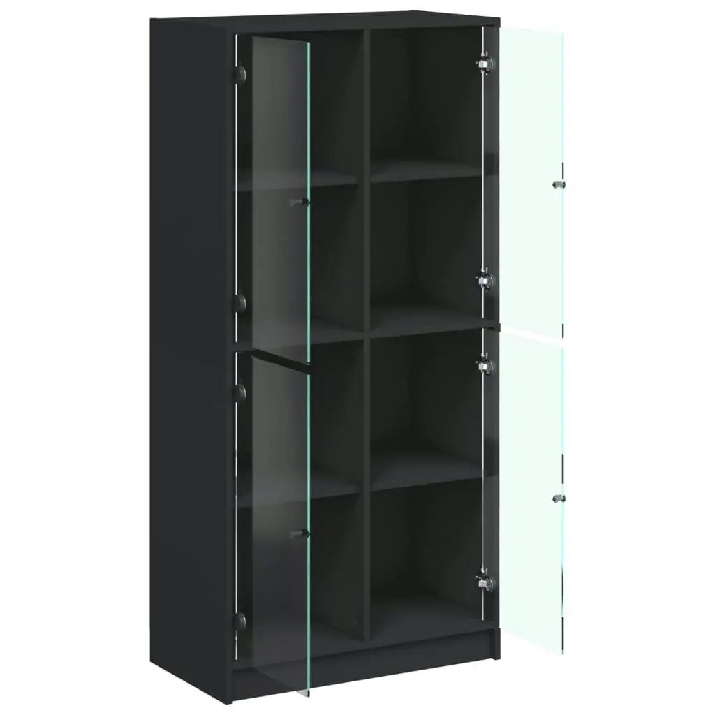 Highboard with Doors Black 68x37x142 cm Engineered Wood 3295858