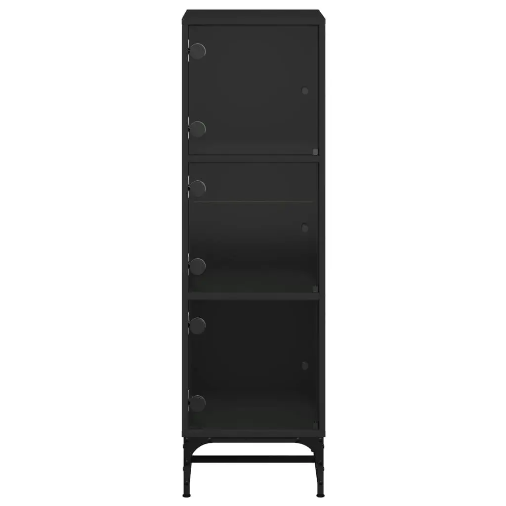 Highboard with Glass Doors Black 35x37x120 cm 836561