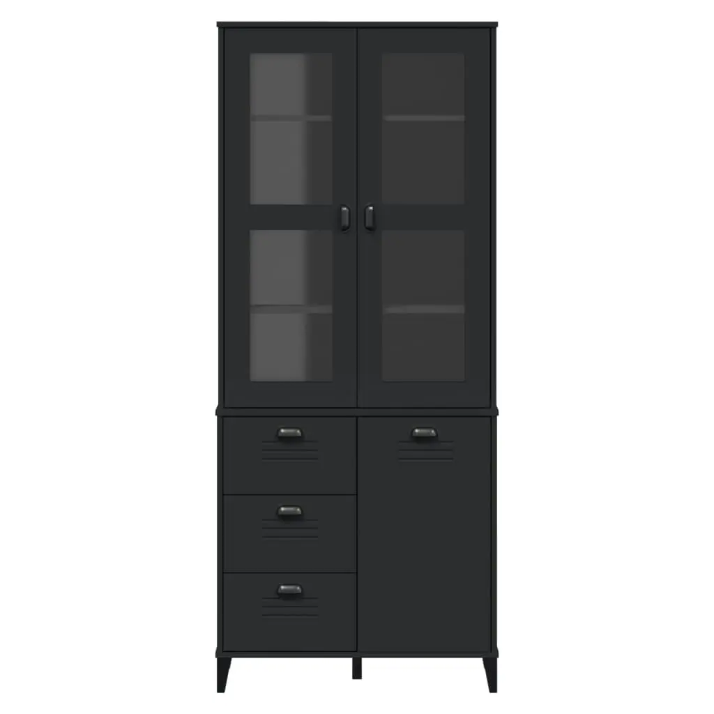 Highboard VIKEN Black 80x40x190 cm Solid Wood Pine 3207145