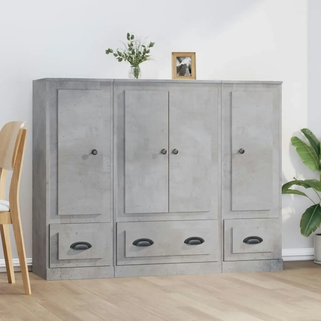 Highboards 3 pcs Concrete Grey Engineered Wood 3185299