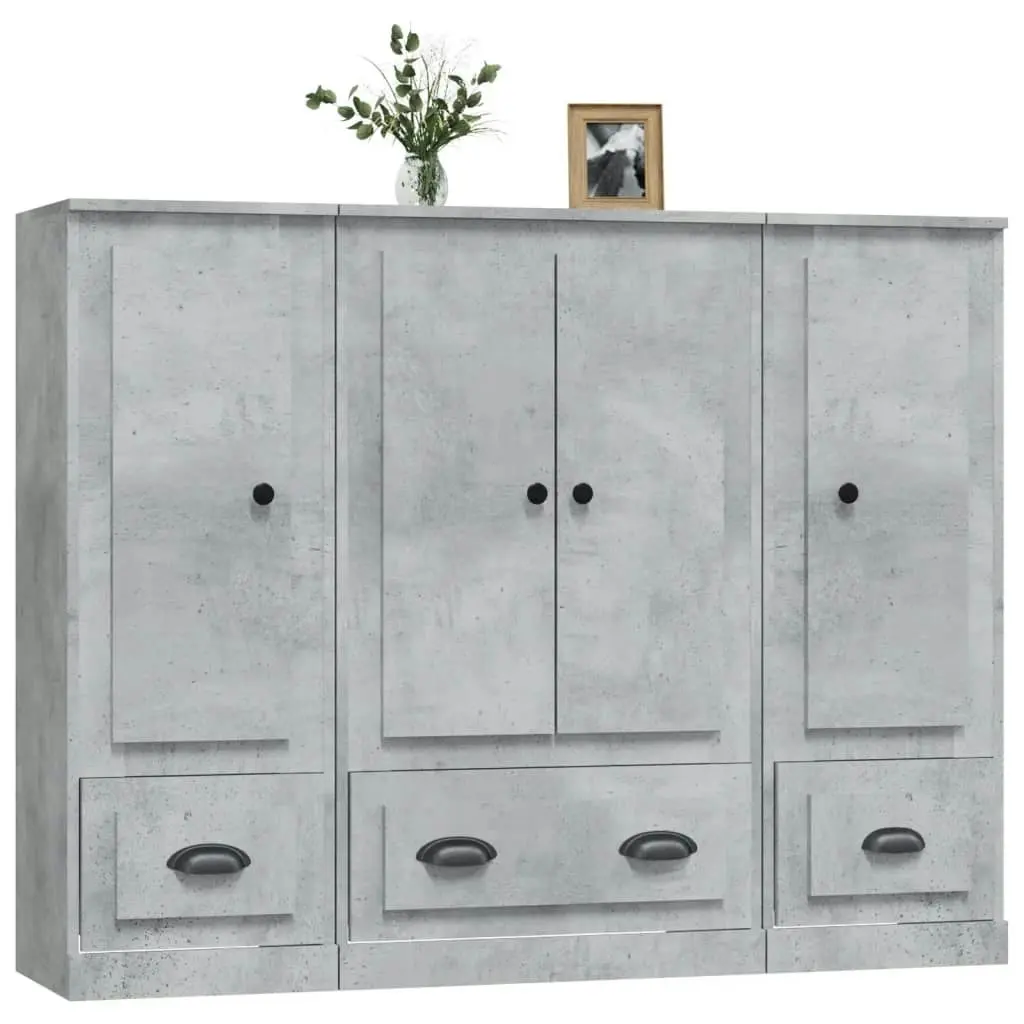 Highboards 3 pcs Concrete Grey Engineered Wood 3185299