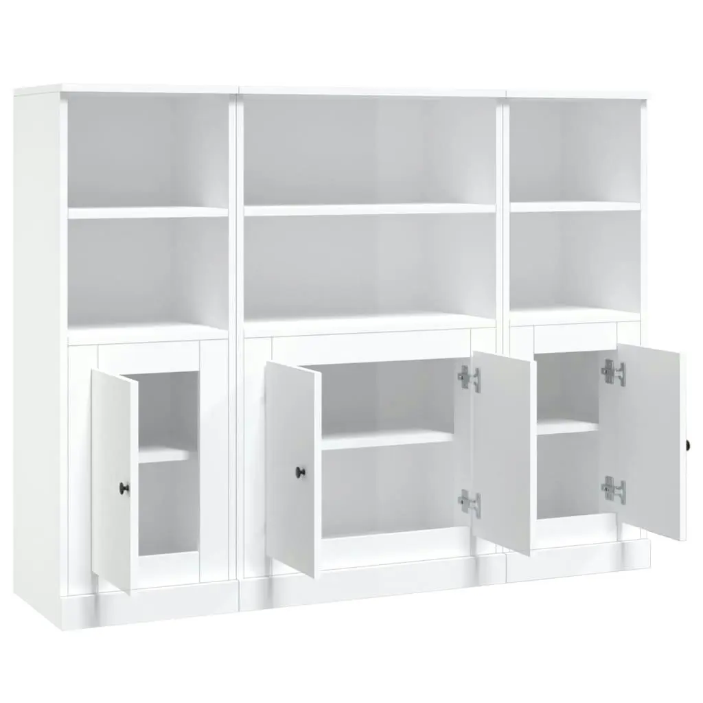 Highboards 3 pcs High Gloss White Engineered Wood 3185305