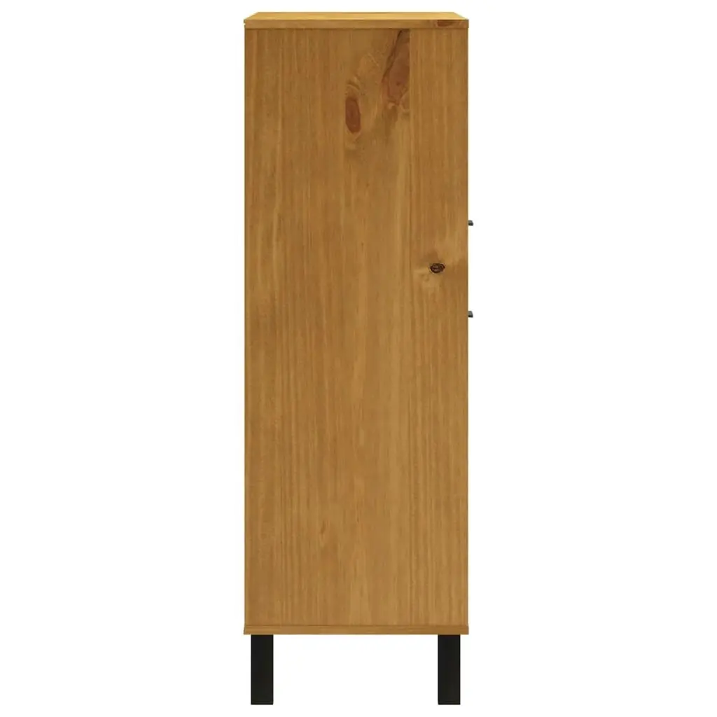 Highboard with Glass Door FLAM 92x40x122.5 cm Solid Wood Pine 357829