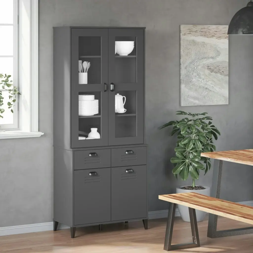 Highboard VIKEN Anthracite Grey 80x40x190 cm Solid Wood Pine 3207149