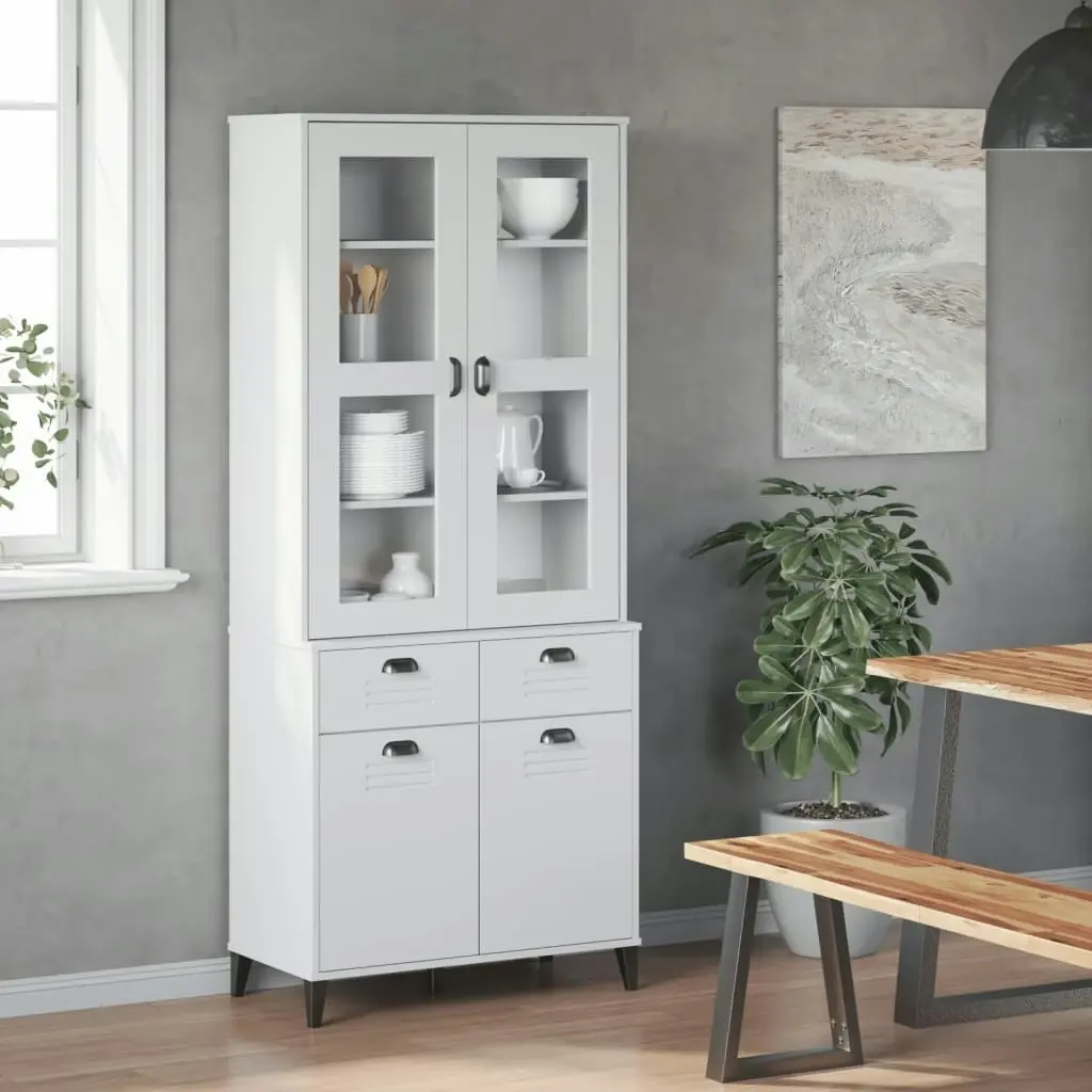 Highboard VIKEN White 80x40x190 cm Solid Wood Pine 3207147