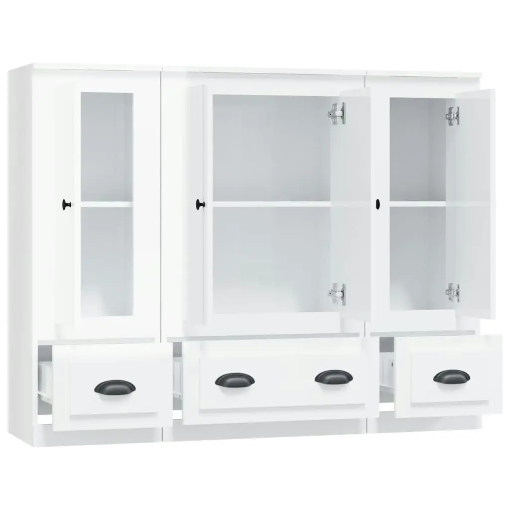 Highboards 3 pcs High Gloss White Engineered Wood 3185297