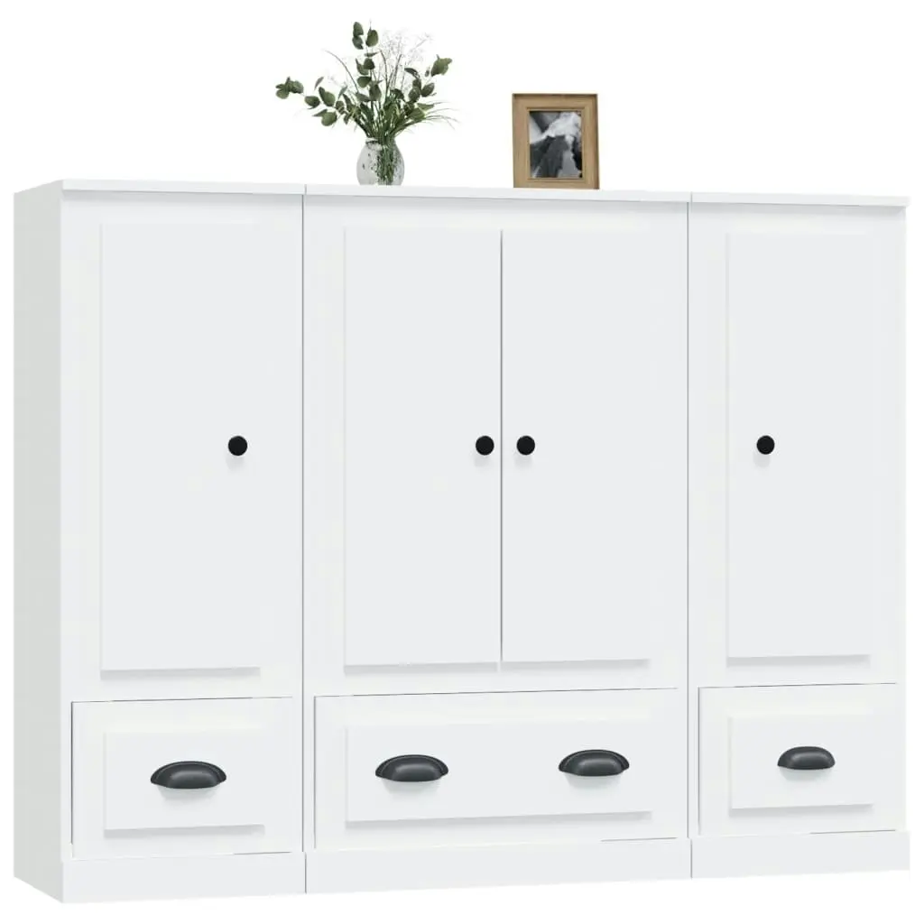 Highboards 3 pcs White Engineered Wood 3185295