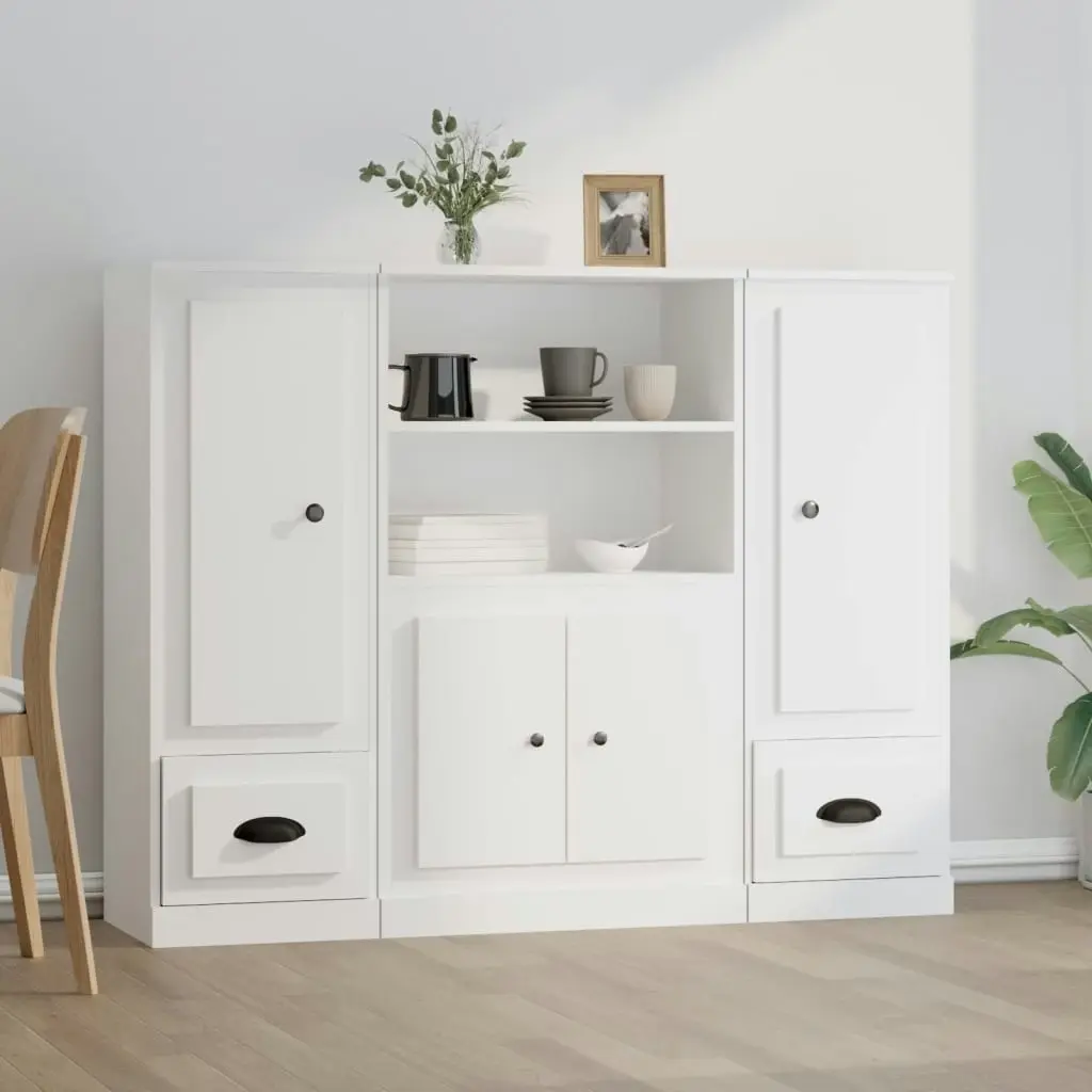 Highboards 3 pcs White Engineered Wood 3185311