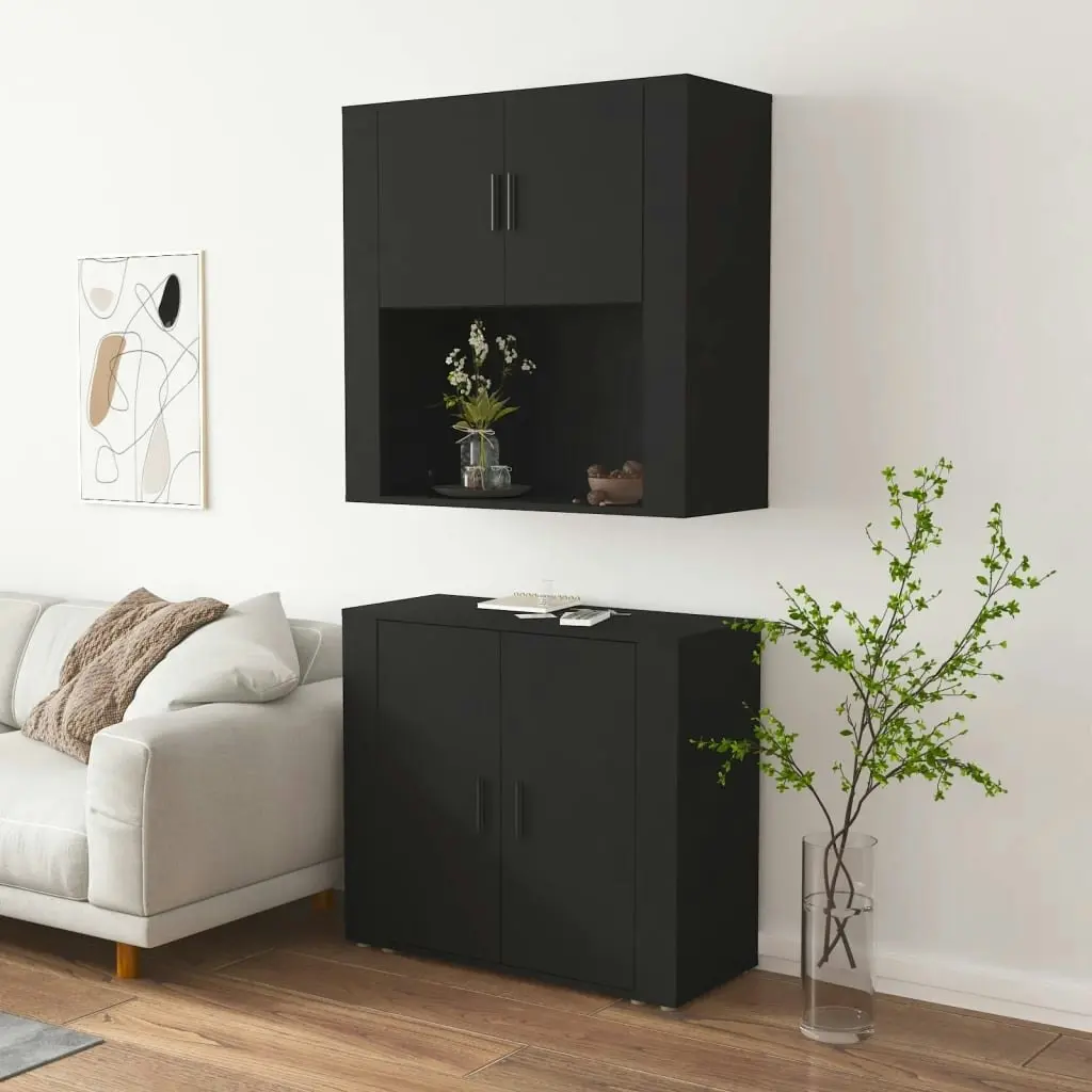 Highboard Black Engineered Wood 3185352