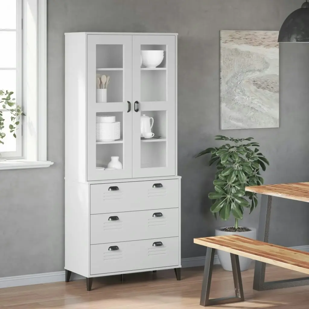 Highboard VIKEN White 80x40x190 cm Solid Wood Pine 3207150