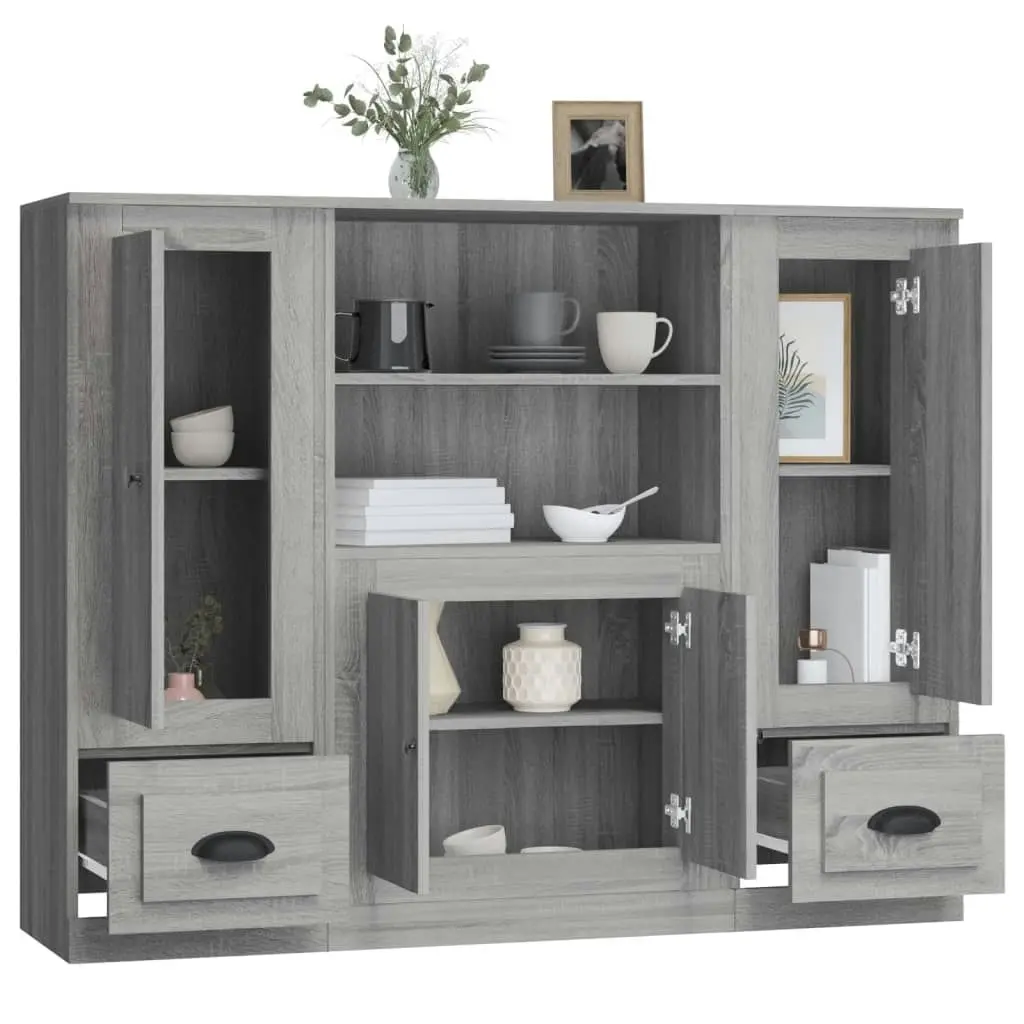 Highboards 3 pcs Grey Sonoma Engineered Wood 3185317