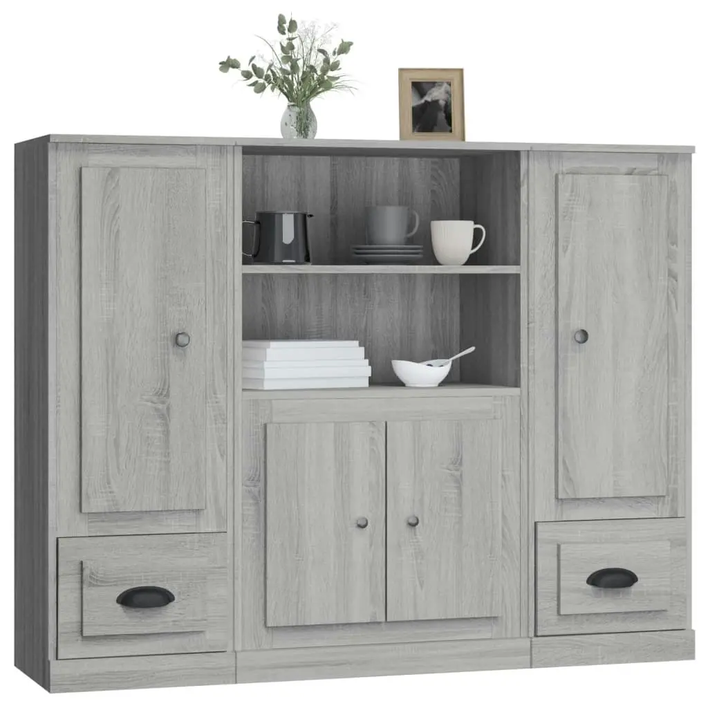 Highboards 3 pcs Grey Sonoma Engineered Wood 3185317