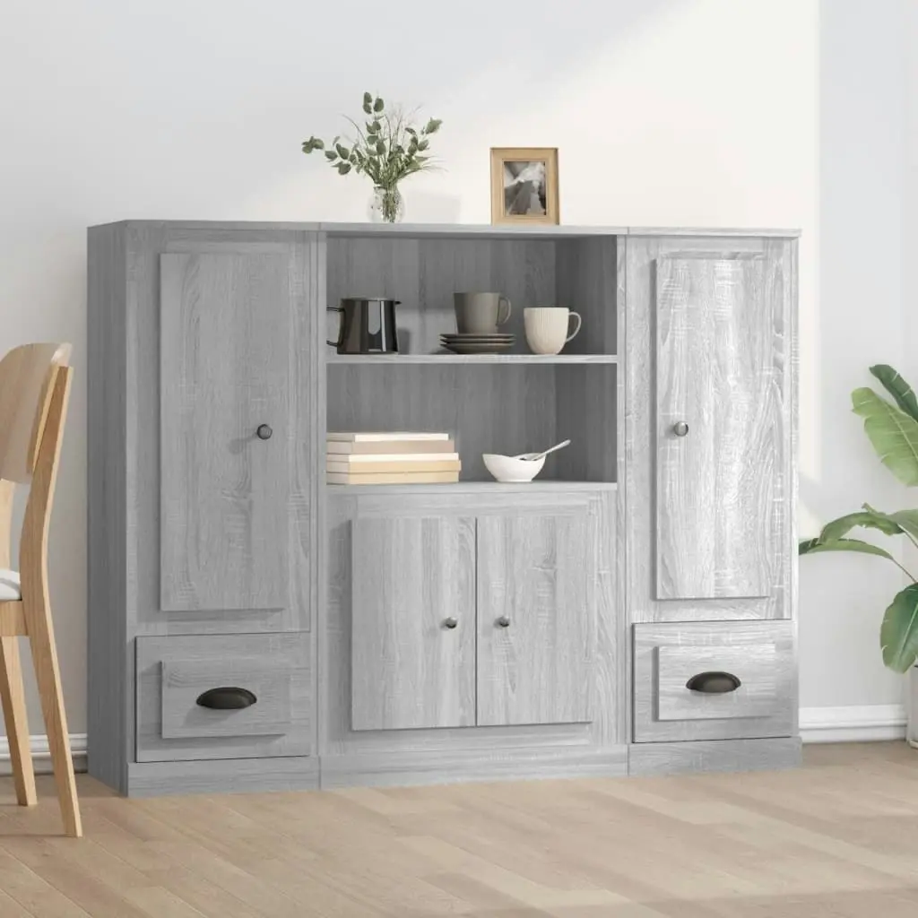 Highboards 3 pcs Grey Sonoma Engineered Wood 3185317