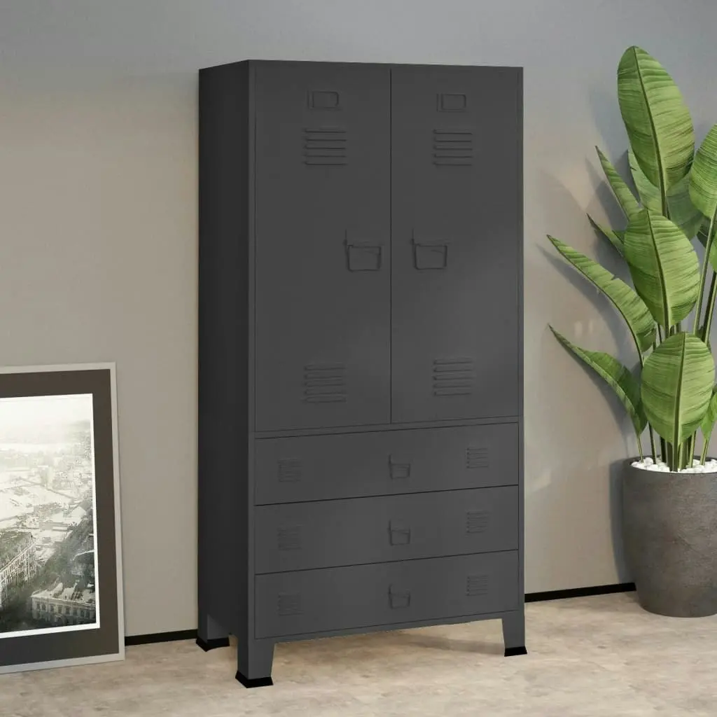 Industrial Wardrobe Anthracite 90x50x180 cm Metal 339615