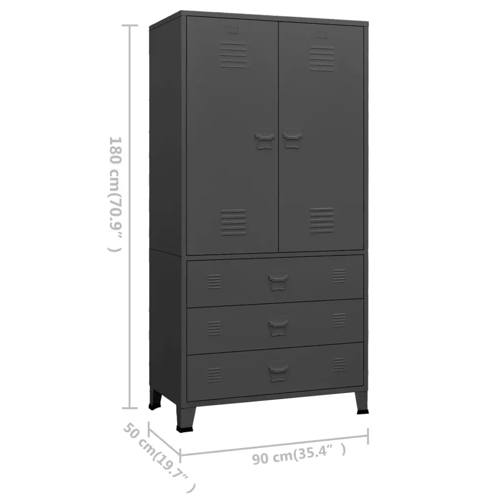 Industrial Wardrobe Anthracite 90x50x180 cm Metal 339615