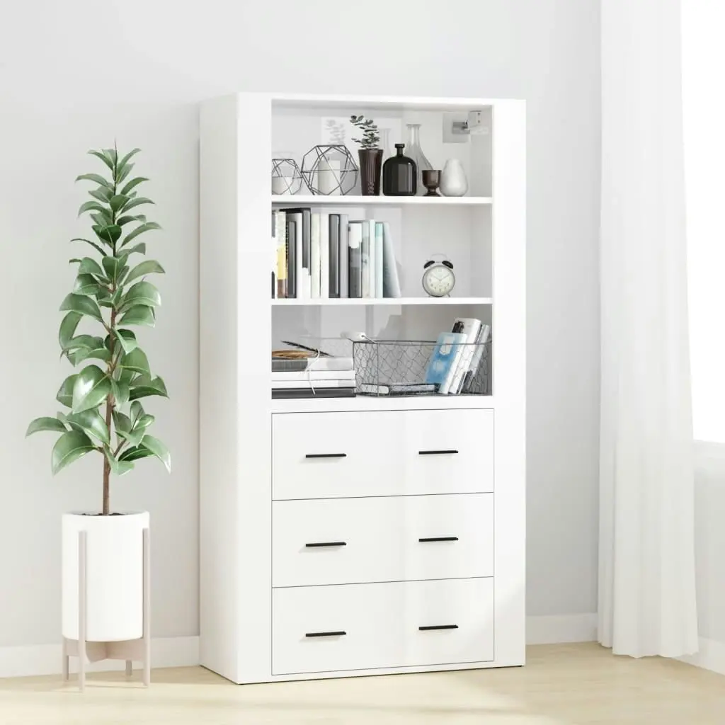 Highboard High Gloss White Engineered Wood 3185393