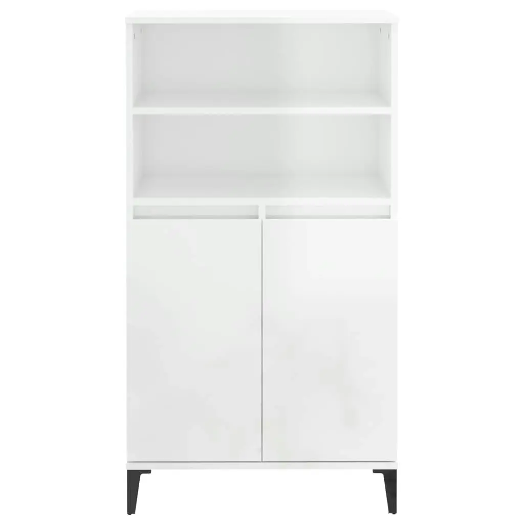 Highboard High Gloss White 60x36x110 cm Engineered Wood 821230