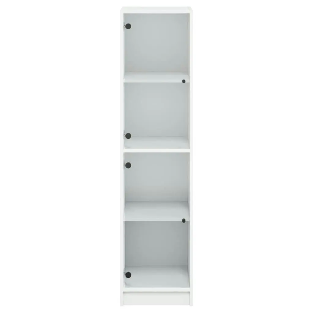 Highboard with Glass Doors White 35x37x142 cm 836434