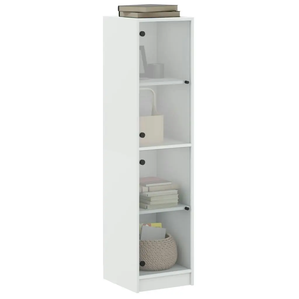 Highboard with Glass Doors White 35x37x142 cm 836434