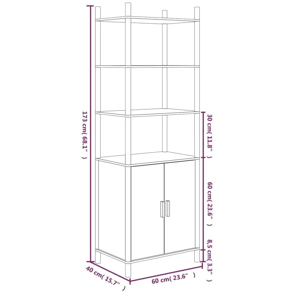 Highboard White 60x40x173 cm Engineered Wood 345696