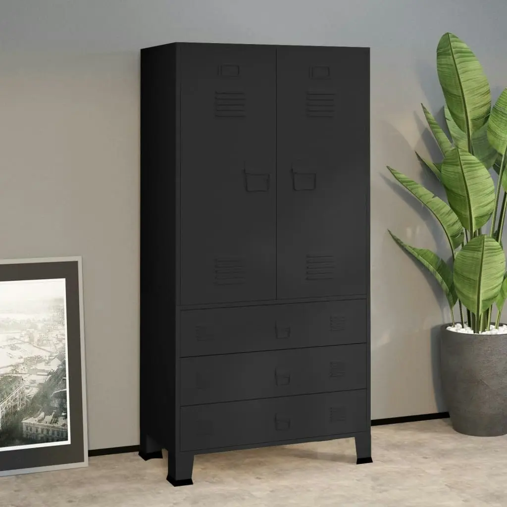 Industrial Wardrobe Black 90x50x180 cm Metal 339613