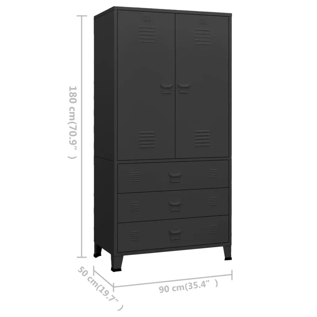 Industrial Wardrobe Black 90x50x180 cm Metal 339613