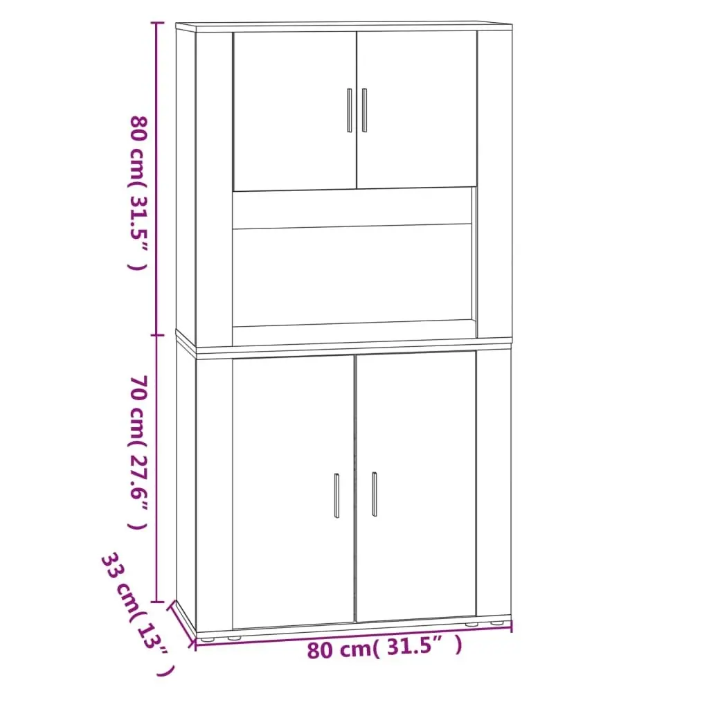 Highboard Smoked Oak Engineered Wood 3185356