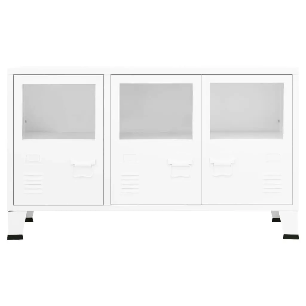 Industrial Sideboard White 105x35x62 cm Metal and Glass 339609