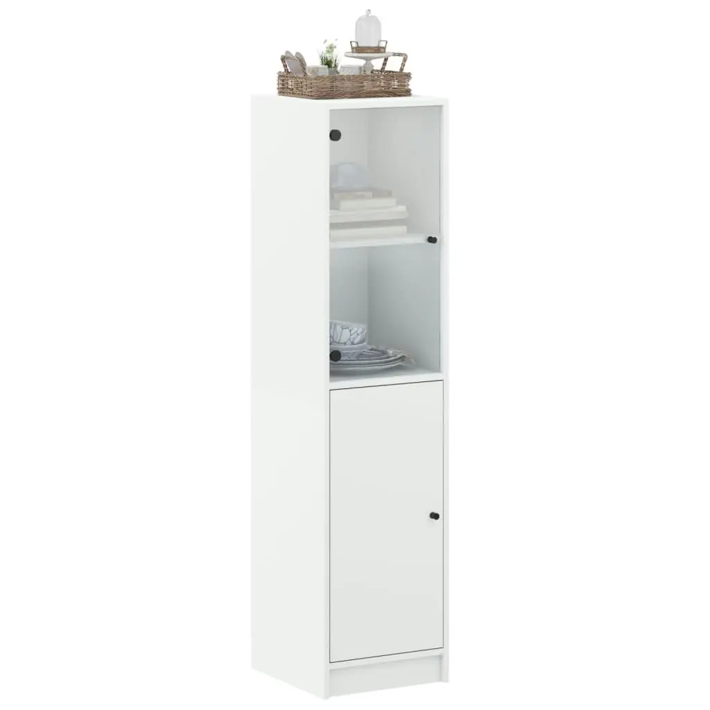 Highboard with Glass Door White 35x37x142 cm 836441