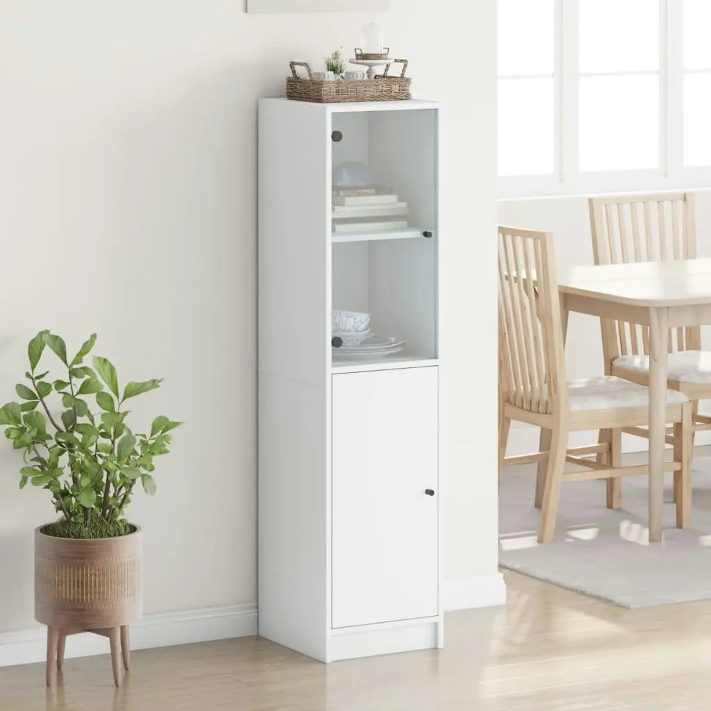 Highboard with Glass Door White 35x37x142 cm 836441