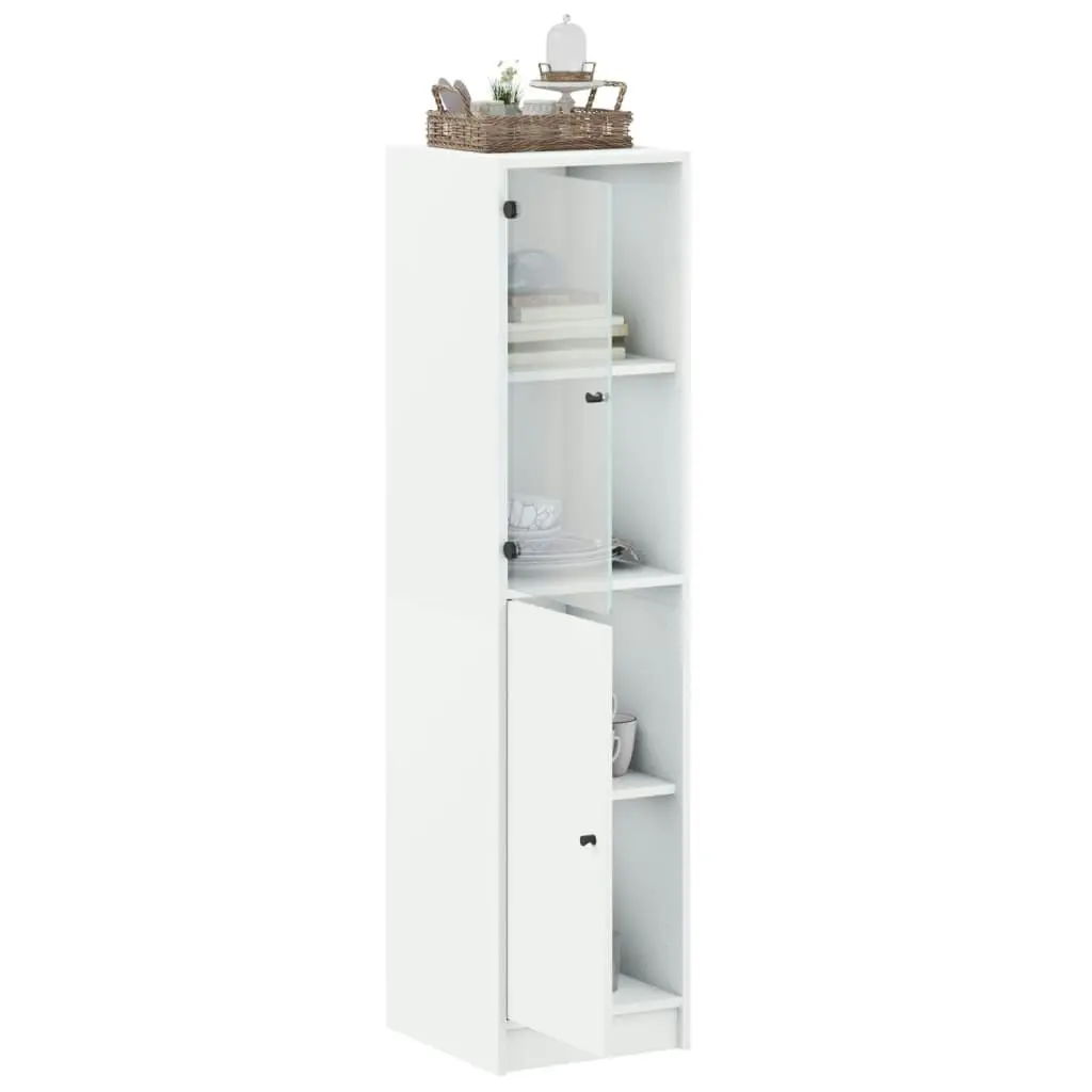 Highboard with Glass Door White 35x37x142 cm 836441