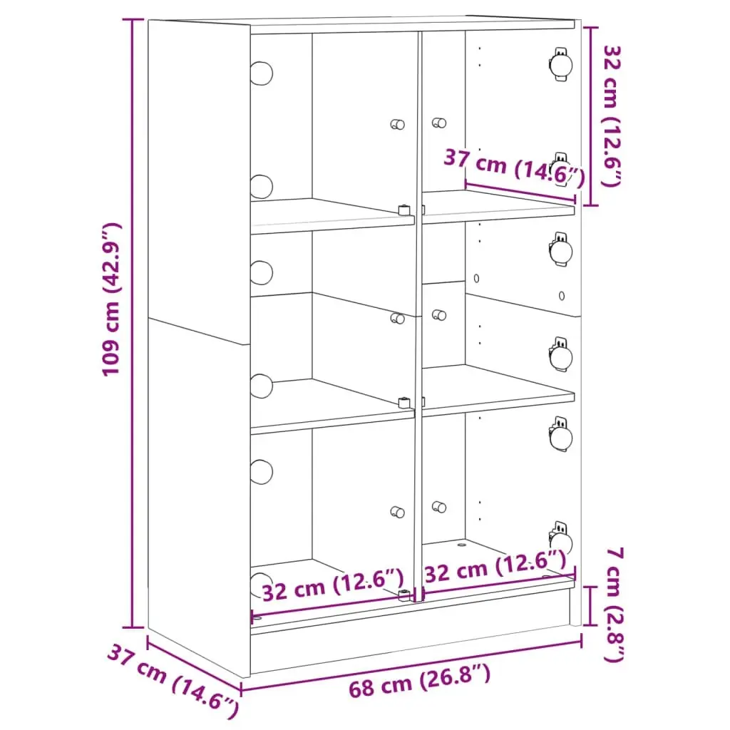 Highboard with Doors White 68x37x109 cm Engineered Wood 3295850