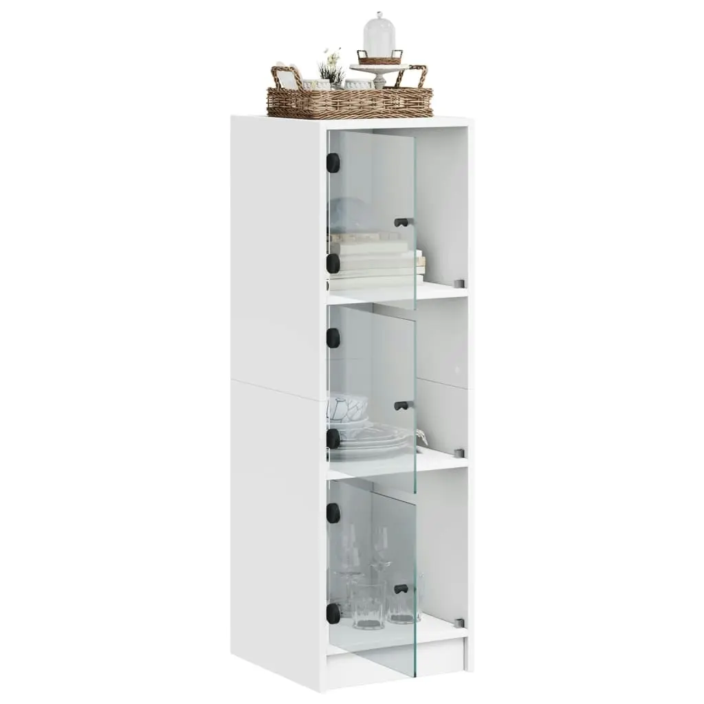 Highboard with Glass Doors White 35x37x109 cm 836385